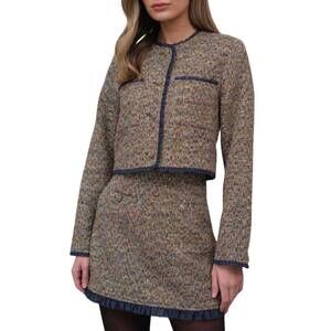 NEW RAISONNEL tweed jacket with organza trim in multi-colored
